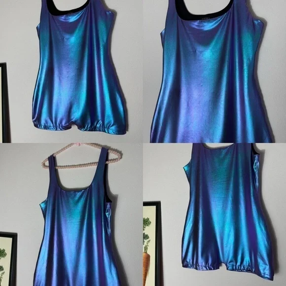 Akira metallic blue/purple shift futuristic romper size L - Picture 2 of 16
